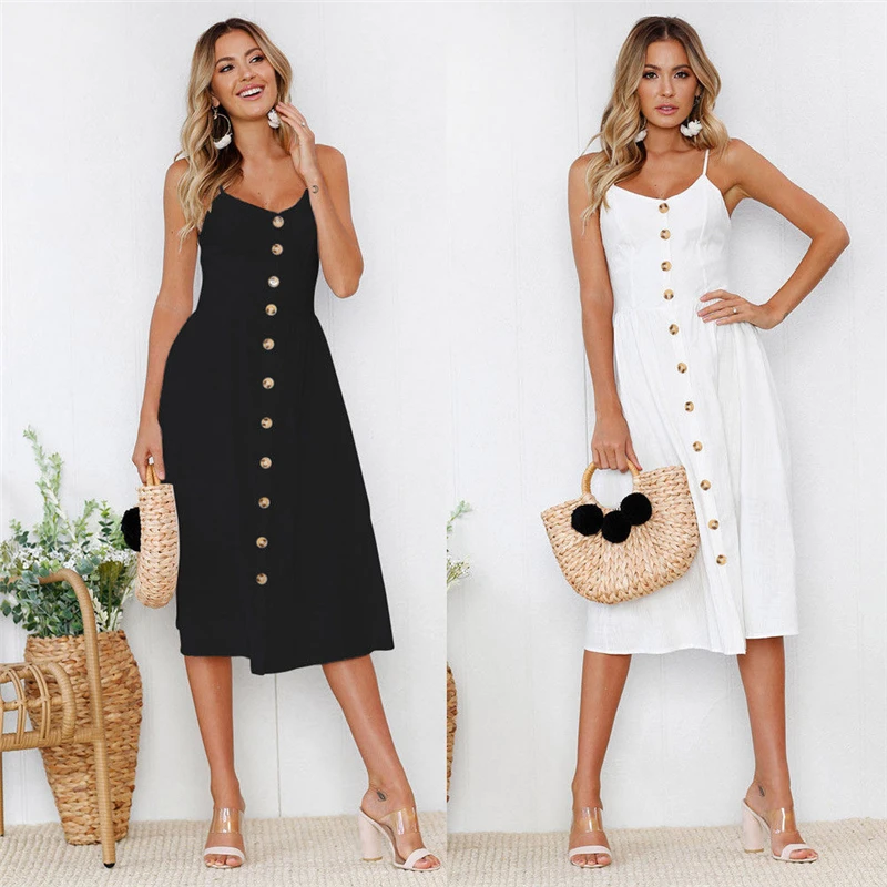 Fashion Women Boho Style Dresses Evening Party Dress Beach Sundress Summer White Black Sleeveless A-Line Dresses Women Clothing
Fashion Women Boho Style Dresses Evening Party Dress Beach Sundress Summer White Black Sleeveless A-Line Dresses Women Clothing