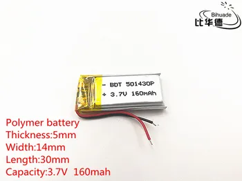 10pcs/lot 3.7V 160mAh 501430 Lithium Polymer Li-Po li ion Rechargeable Battery cells For Mp3 MP4 MP5 toy mobile bluetooth
10pcs/lot 3.7V 160mAh 501430 Lithium Polymer Li-Po li ion Rechargeable Battery cells For Mp3 MP4 MP5 toy mobile bluetooth