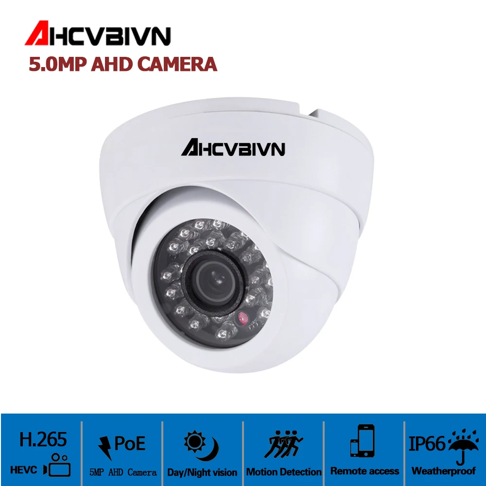 

Color Optional 5MP AHD Dome IR CCTV Camera Support IR-CUT Night Vision 24pcs Infrared Lamps 1/2.8' CCD for Home Security