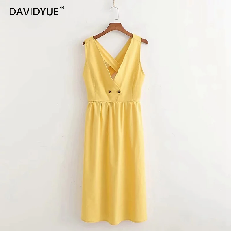 Boho elegant chic cross yellow linen dress women sleeveless backless beach midi dress Summer dress korean clothes vestido 2019
Boho elegant chic cross yellow linen dress women sleeveless backless beach midi dress Summer dress korean clothes vestido 2019