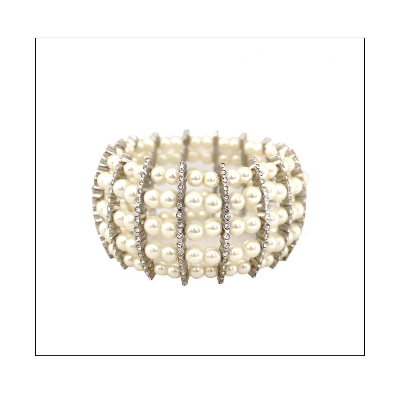 Fashion Brand Extensible Elastic Bangle 4cm Wide Artificial Pearl Zircons Bracelet
Fashion Brand Extensible Elastic Bangle 4cm Wide Artificial Pearl Zircons Bracelet