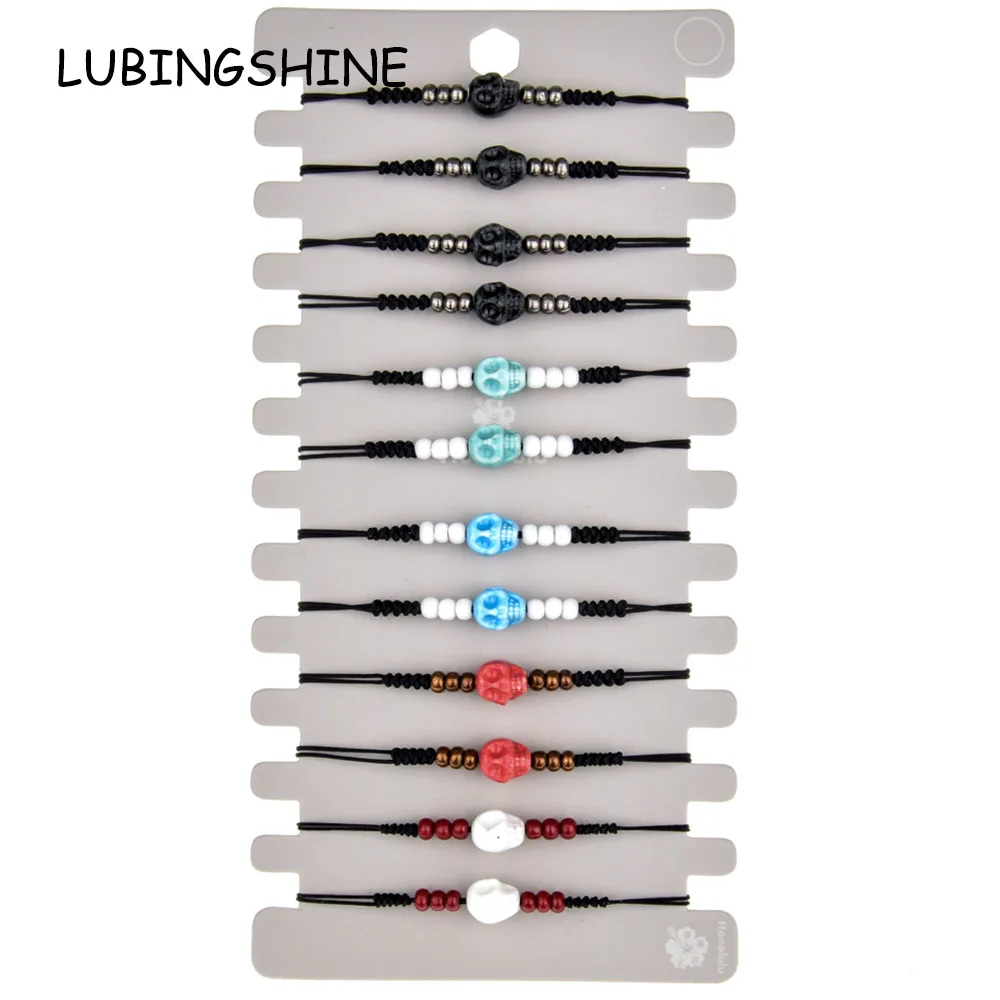 12pcs/Sets Skull Charms Bracelet Women Crystal Beads Braided Adjustable Chain Anklet Wristband Handmade Party Jewelry Gift
12pcs/Sets Skull Charms Bracelet Women Crystal Beads Braided Adjustable Chain Anklet Wristband Handmade Party Jewelry Gift