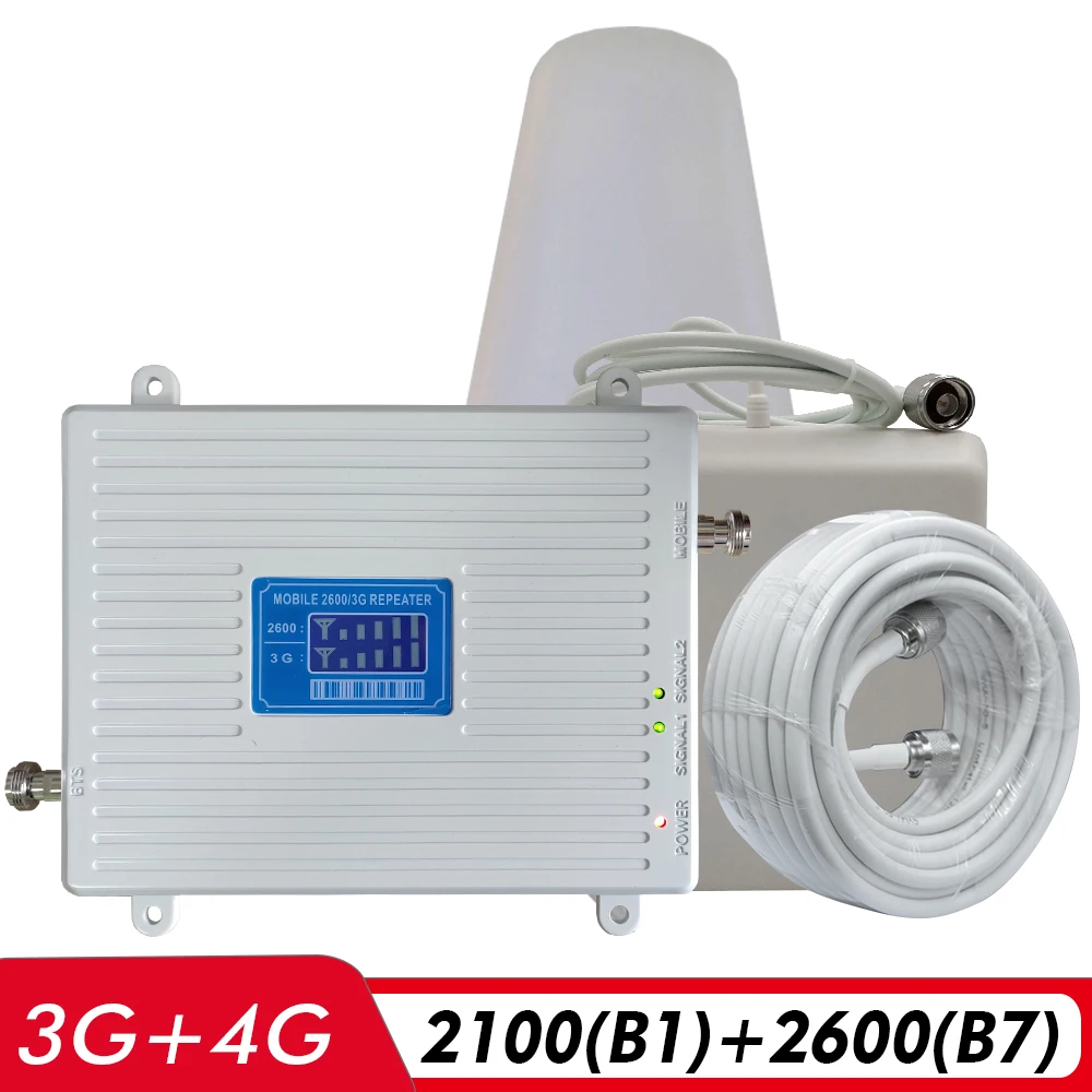 3G 4G Dual Band Signal Booster WCDMA/UMTS 2100(B1)+FDD LTE 2600(B7) Cell Phone Signal Repeater 2100+2600 Cellular Amplifier Set
3G 4G Dual Band Signal Booster WCDMA/UMTS 2100(B1)+FDD LTE 2600(B7) Cell Phone Signal Repeater 2100+2600 Cellular Amplifier Set