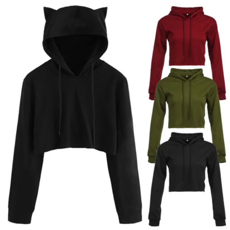 NEW style Women Cat Ear Hoodie Jumper Casual Pullovers Cropped Sweat Blouses Casual short hooded sweatshirt
NEW style Women Cat Ear Hoodie Jumper Casual Pullovers Cropped Sweat Blouses Casual short hooded sweatshirt