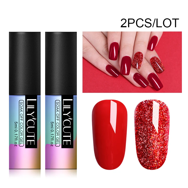 LILYCUTE 2Pcs/Lot Glitter UV Nail Gel Polish Set Shiny Sequins Led Nail Varnish Lacquer Set Semi Permanent Pure Nail Color Gel
LILYCUTE 2Pcs/Lot Glitter UV Nail Gel Polish Set Shiny Sequins Led Nail Varnish Lacquer Set Semi Permanent Pure Nail Color Gel