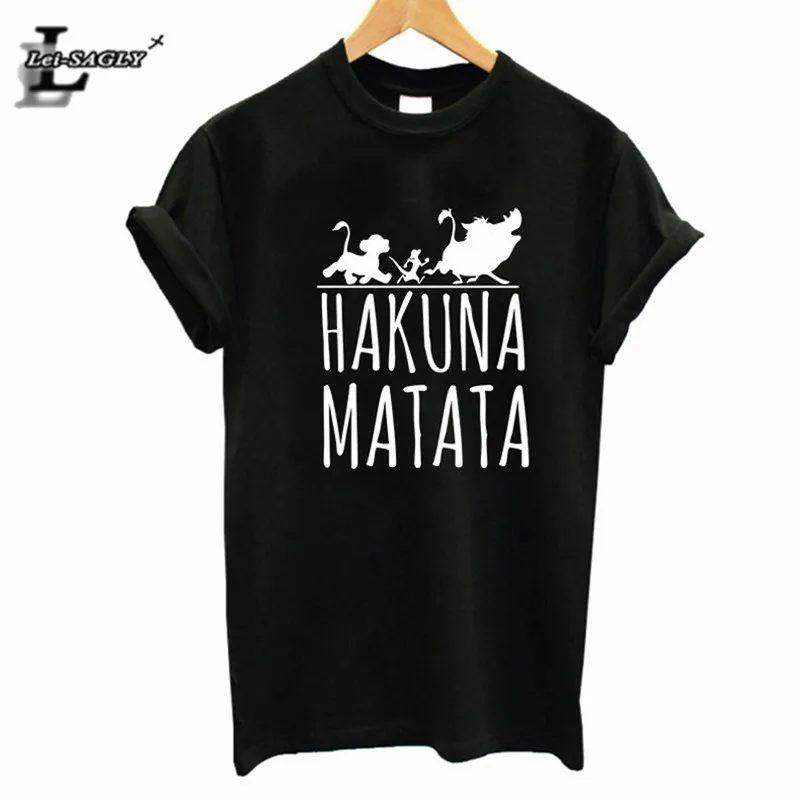Lei SAGLY HAKUNA MATATA T Shirt Women Black White Summer Casual Short Sleeve Tshirt Cartoon Print Homme Streetwear T-shirts
Lei SAGLY HAKUNA MATATA T Shirt Women Black White Summer Casual Short Sleeve Tshirt Cartoon Print Homme Streetwear T-shirts