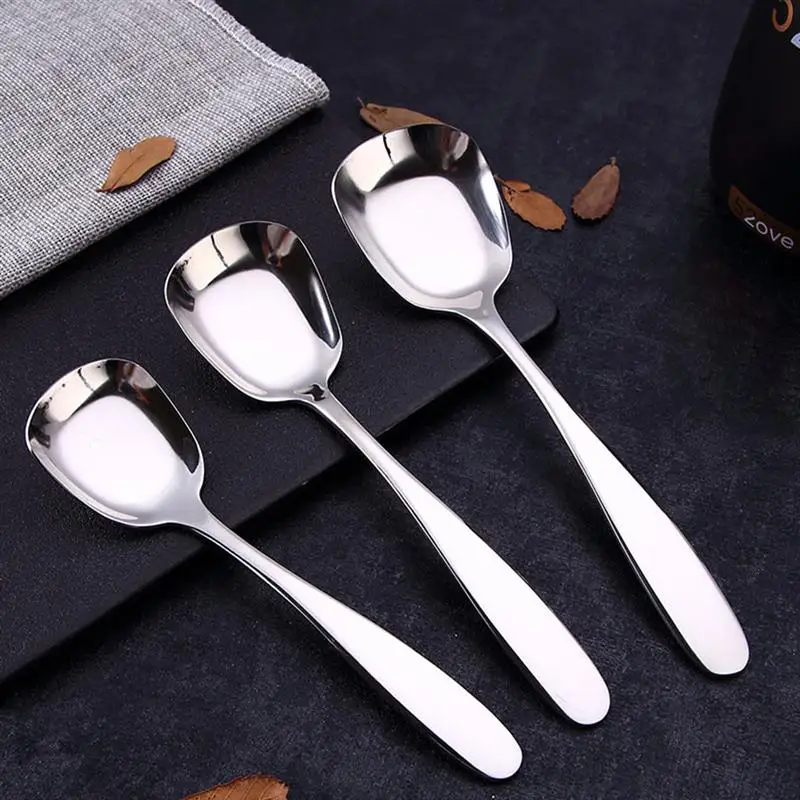Stainless Steel Dinner Spoon Thicken Soup Spoon Creative Flat Spoons Square Bottom Spoon For Dessert Banquet
Stainless Steel Dinner Spoon Thicken Soup Spoon Creative Flat Spoons Square Bottom Spoon For Dessert Banquet