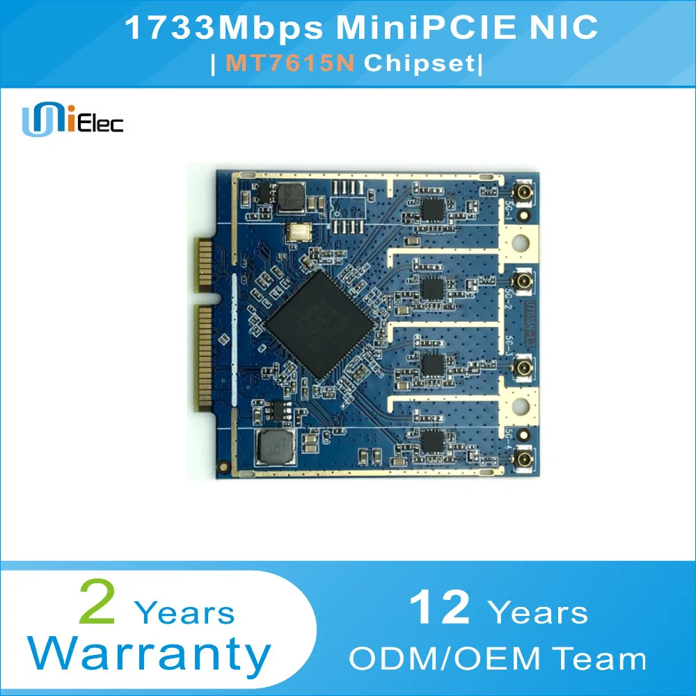 MTK MT7615N 4x4 802.11ac Wave2 1733Mbps MiniPCIE NIC PCBA ODM OEM MT7615 WiFi Custom Board
MTK MT7615N 4x4 802.11ac Wave2 1733Mbps MiniPCIE NIC PCBA ODM OEM MT7615 WiFi Custom Board