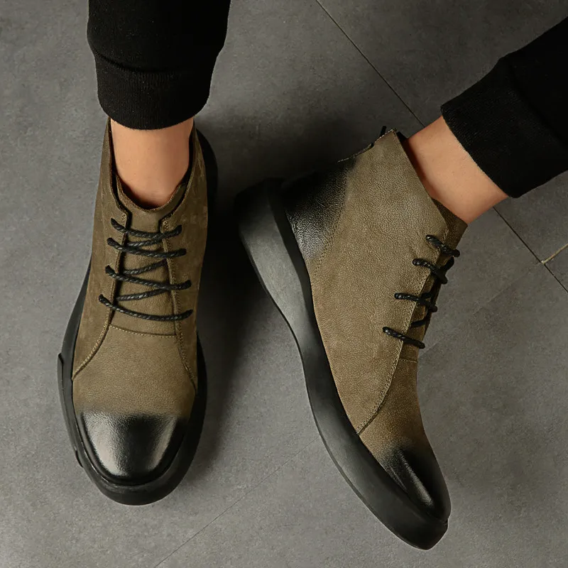 2019 Vintage Style Cow Suede Men Winter Motorcycle Boots Casual Botas Lace-up Army Green Ankle Boots Black Men Creepers
2019 Vintage Style Cow Suede Men Winter Motorcycle Boots Casual Botas Lace-up Army Green Ankle Boots Black Men Creepers