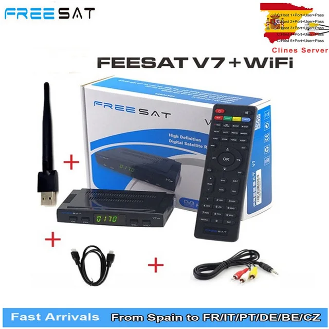 Freesat V7 HD DVB-S2 1080P Satellite Receiver+USB WIFI+1 year Portugal Spain Germany cccam TV Tuner decoder PK V7S HD V8 Nova
Freesat V7 HD DVB-S2 1080P Satellite Receiver+USB WIFI+1 year Portugal Spain Germany cccam TV Tuner decoder PK V7S HD V8 Nova