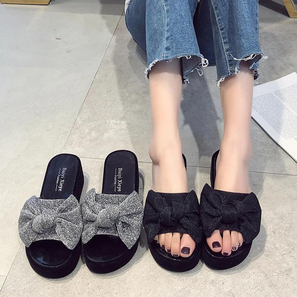 Summer Women's Flat Slippers Fashion Thick-Soled Wedge Sandals Bow Beach Shoeszapatos de mujersandals female
Summer Women's Flat Slippers Fashion Thick-Soled Wedge Sandals Bow Beach Shoeszapatos de mujersandals female
