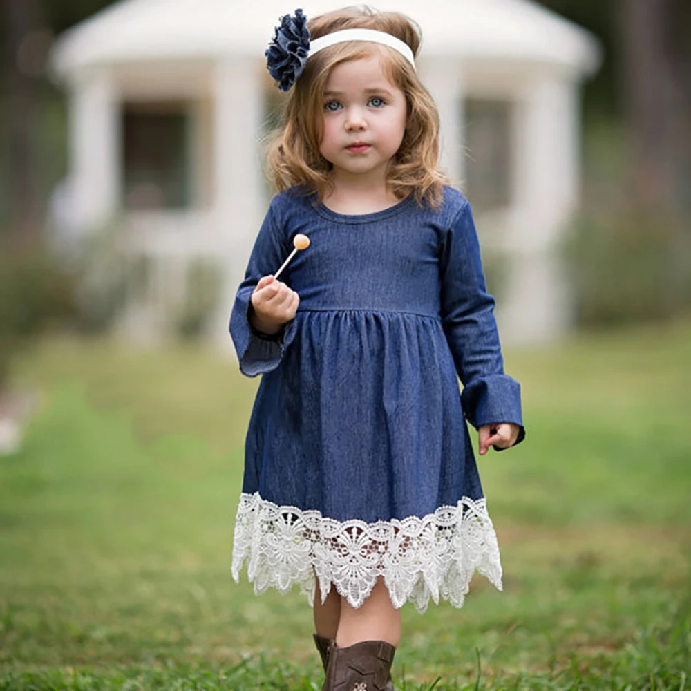 Girls Princess Dress Children Clothing Denim Lace Evening Dress Children Long-Sleeved Banquet Dress Kids Dresses For Girls
Girls Princess Dress Children Clothing Denim Lace Evening Dress Children Long-Sleeved Banquet Dress Kids Dresses For Girls
