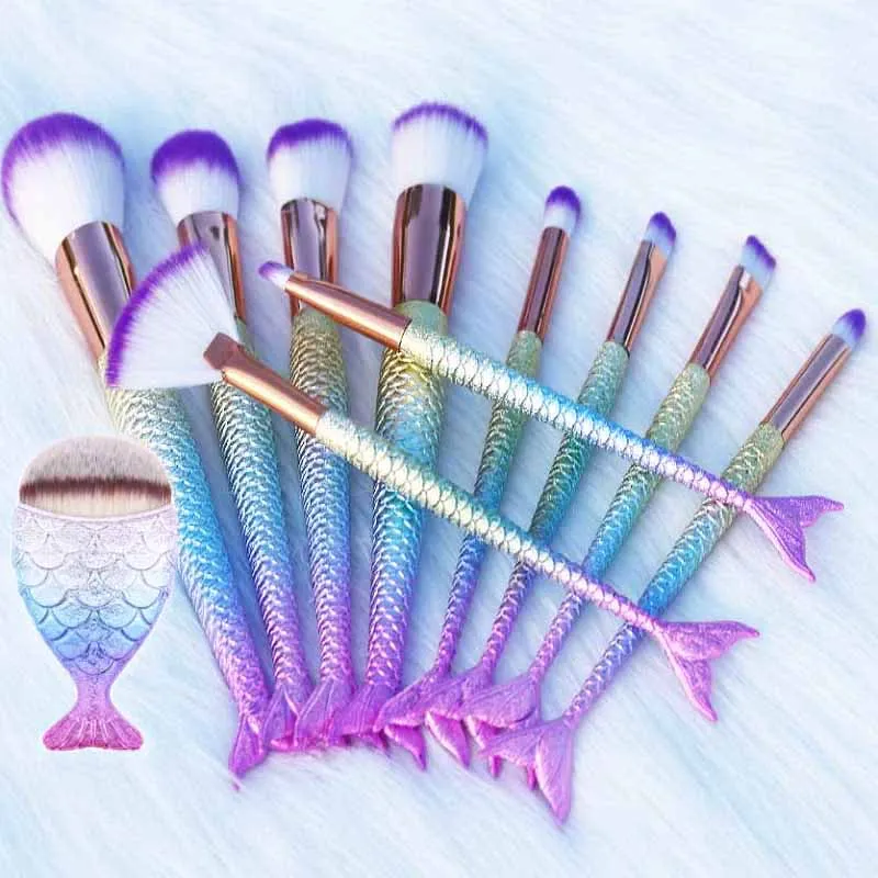 AiceBeu 10/11pcs Mermaid Makeup Brushes Set Fantasy Eyebrow Blending Contour Foundation Cosmetic Beauty Make Up Fish Brush
AiceBeu 10/11pcs Mermaid Makeup Brushes Set Fantasy Eyebrow Blending Contour Foundation Cosmetic Beauty Make Up Fish Brush