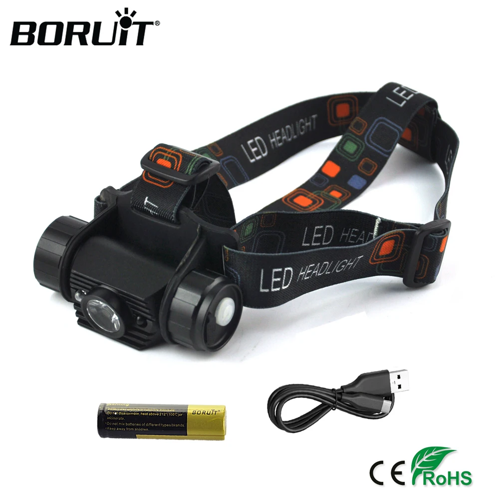 

BORUiT RJ-020 LED Mini Headlamp 1000LM Motion Sensor Headlight Type-C Rechargeable Waterproof Head Torch for Camping Hunting