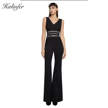 Halinfer 2018 autumn women sexy Jumpsuit V-Neck Beading Black Rayon Bandage Elegant celebrity party Jumpsuit vestidos
Halinfer 2018 autumn women sexy Jumpsuit V-Neck Beading Black Rayon Bandage Elegant celebrity party Jumpsuit vestidos