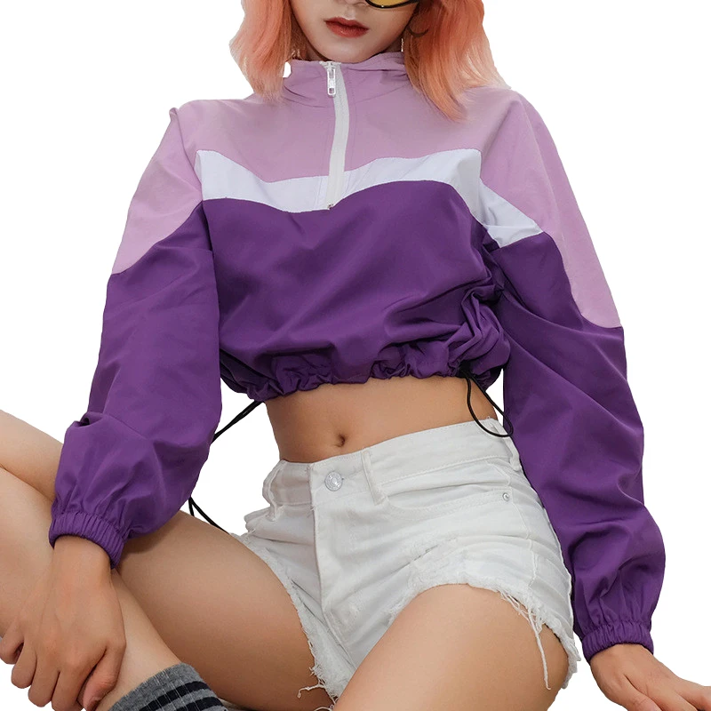 Hot-selling new women's loose jacket, short jacket, hoodie, stitching high-collar zipper, vertical collar, waist and leisure jac
Hot-selling new women's loose jacket, short jacket, hoodie, stitching high-collar zipper, vertical collar, waist and leisure jac