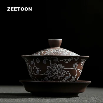 140ml Authentic Yixing Gaiwan Vintage Hand Painted Peony Purple Clay Kung Fu Tea Set Tea Cup Tea Bowl Master Cups Teapot Tureen
140ml Authentic Yixing Gaiwan Vintage Hand Painted Peony Purple Clay Kung Fu Tea Set Tea Cup Tea Bowl Master Cups Teapot Tureen