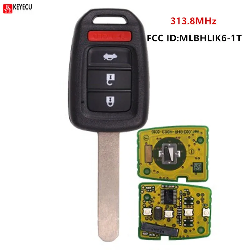 KEYECU New Remote Car Key Fob 313.8mhz for 2013-2016 Honda Accord Civic FCC ID:MLBHLIK6-1T Uncut Blade
KEYECU New Remote Car Key Fob 313.8mhz for 2013-2016 Honda Accord Civic FCC ID:MLBHLIK6-1T Uncut Blade