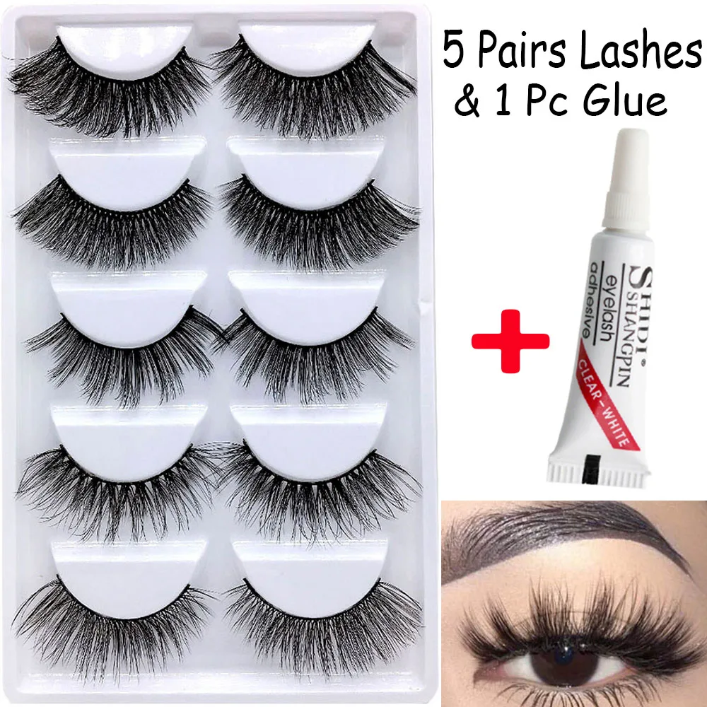 5 Pairs 3D Soft Mink Hair Wispies Fluffy False Eyelashes with 1pc 10ml Glue Reusable Natural Long Fake Eye Lashes Cruelty-free
5 Pairs 3D Soft Mink Hair Wispies Fluffy False Eyelashes with 1pc 10ml Glue Reusable Natural Long Fake Eye Lashes Cruelty-free