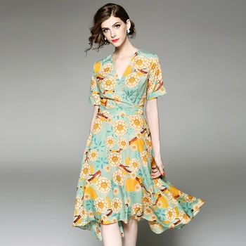 women dress summer 2019 female short sleeve knee length flower print sashes fashion brand work dresses woman plus size
women dress summer 2019 female short sleeve knee length flower print sashes fashion brand work dresses woman plus size