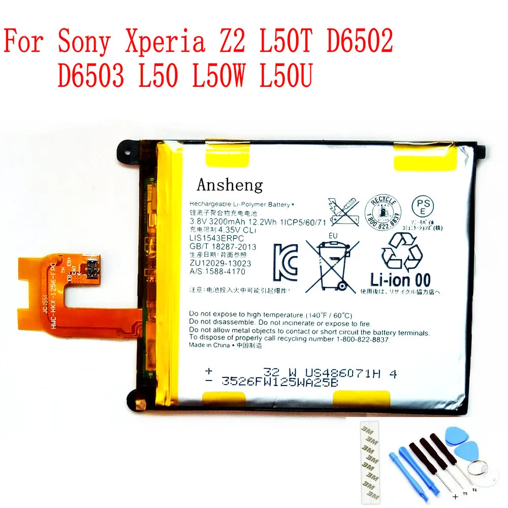 

Original LIS1543ERPC 3200mAh Battery For Sony Xperia Z2 L50 Sirius SO-03 D6502 D6503 L50T L50W L50U Mobile Phone
