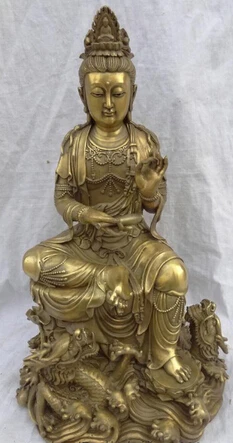 Fast shipping 15" China Pure Brass 2 Dragon Lotus Kwan-Yin Buddha QuanYin Pot Statue Joss
Fast shipping 15" China Pure Brass 2 Dragon Lotus Kwan-Yin Buddha QuanYin Pot Statue Joss
