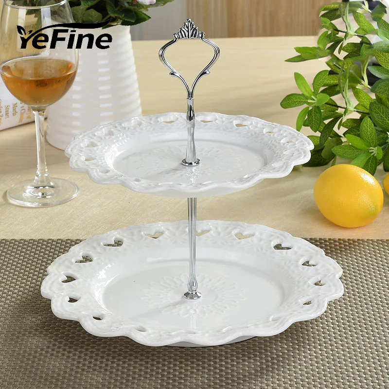 YeFine Ceramic Double Layers Cake Stand Holder Dishes And Plates Porcelain Embossment Snack Dish Tableware Dessert Plate Set
YeFine Ceramic Double Layers Cake Stand Holder Dishes And Plates Porcelain Embossment Snack Dish Tableware Dessert Plate Set