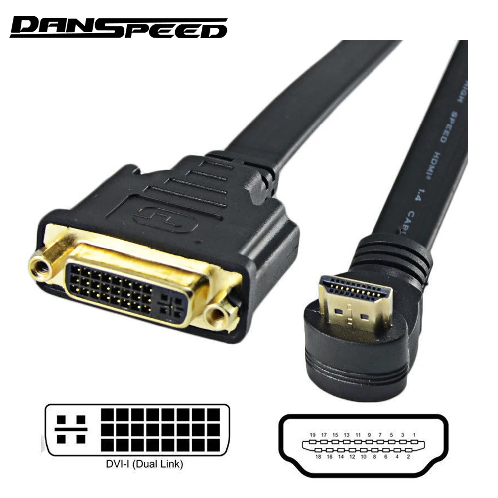 DANSPEED 30cm DVI-I 24 +5Pin Female to HDMI Male Video Flat Down Angled Cable Ethernet HDTV
DANSPEED 30cm DVI-I 24 +5Pin Female to HDMI Male Video Flat Down Angled Cable Ethernet HDTV