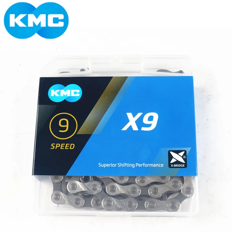 KMC X9 X9.93 MTB Road Bike серебряная цепь 116L 9 для скоростного велосипеда Magic Button Mountain с