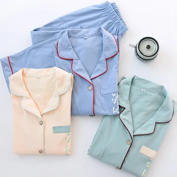 2019 New Autumn Long Sleeve Pajama Set Women's Cotton Cute Cartoon Solid Color Knitted Cotton Pyjamas Women Home Pijama Mujer
2019 New Autumn Long Sleeve Pajama Set Women's Cotton Cute Cartoon Solid Color Knitted Cotton Pyjamas Women Home Pijama Mujer