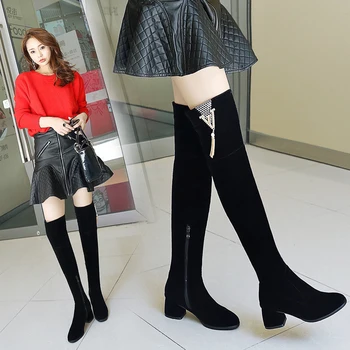 Drop Shipping Women Over The Knee High Boots Square Heels Winter Shoes Round Toe Sexy Flock Women Boots Black Large Size 34-43
Drop Shipping Women Over The Knee High Boots Square Heels Winter Shoes Round Toe Sexy Flock Women Boots Black Large Size 34-43