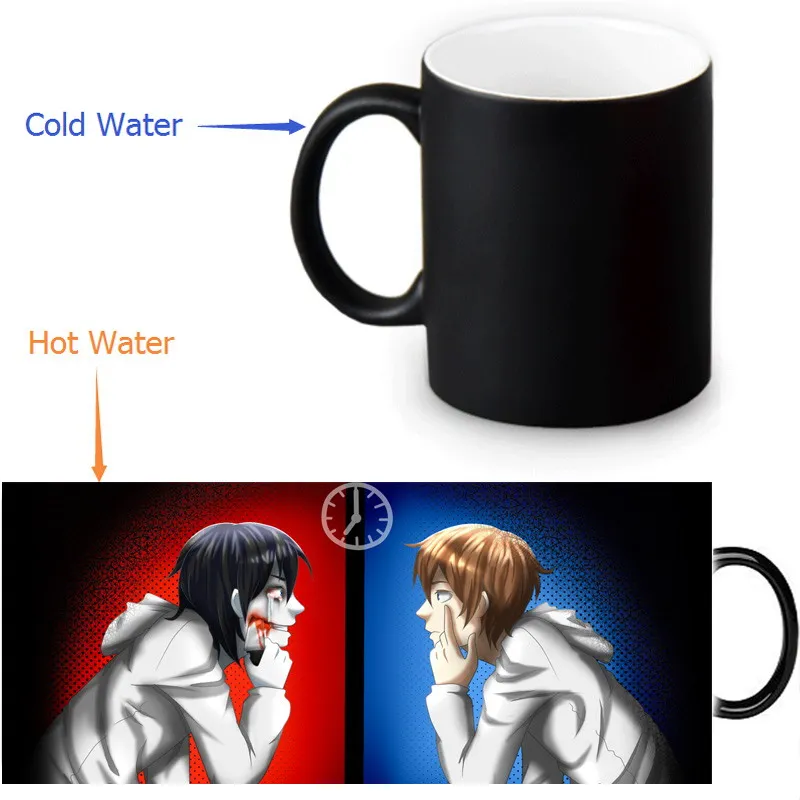12oz Jeff The Killer Heat Changing Color Ceramic Tea Cup Heat Sensitive Coffee Mug Transforming Black Magic Morphing Mug
12oz Jeff The Killer Heat Changing Color Ceramic Tea Cup Heat Sensitive Coffee Mug Transforming Black Magic Morphing Mug