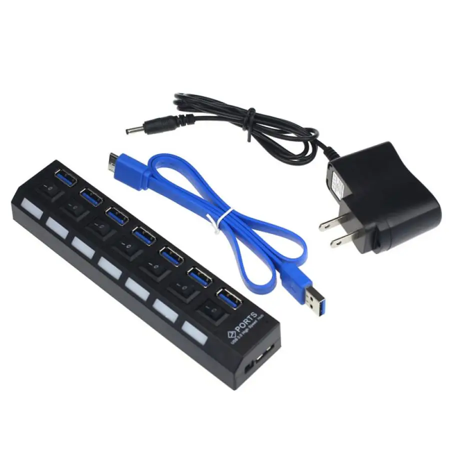 Концентратор USB 3 0 с 7-портовым разъемом адаптер питания для ПК LapNotebook штепсельная