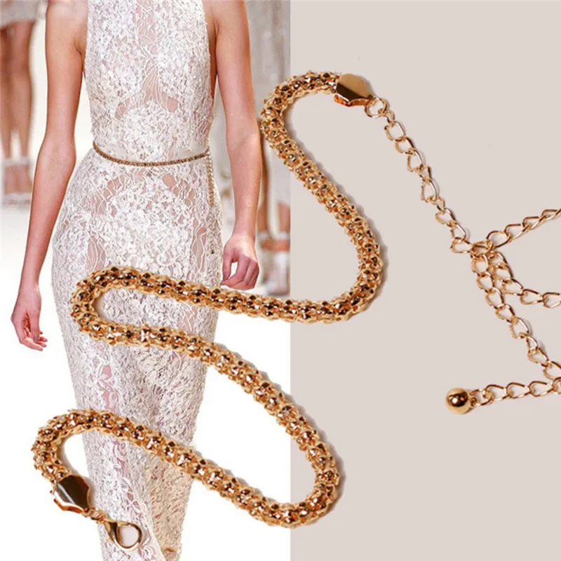 Hot Sale Sexy Chain Belt For Women Gold Plated Thin Waistband Metallic Gold Belt Body Chain Accessories Women's Belt
Hot Sale Sexy Chain Belt For Women Gold Plated Thin Waistband Metallic Gold Belt Body Chain Accessories Women's Belt