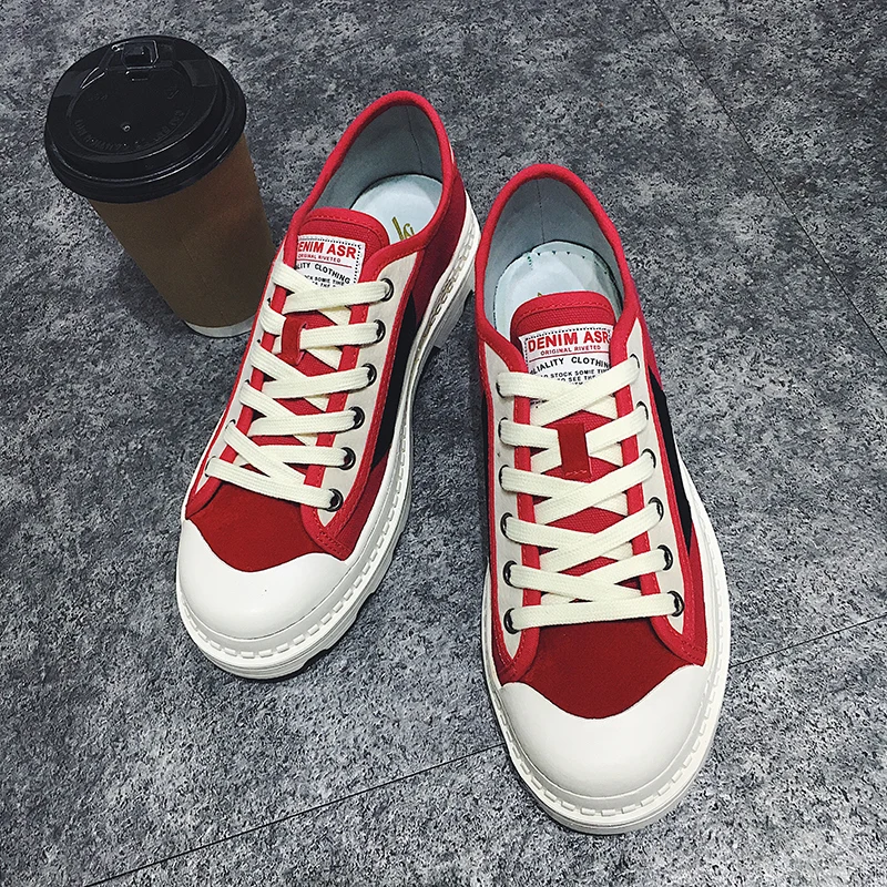 Canvas Men Walking Footwear 2018 New Cool Men Youth Casual Shoes Thick Soled Male Luxury Brand Shoes Red Black Designer Sneakers
Canvas Men Walking Footwear 2018 New Cool Men Youth Casual Shoes Thick Soled Male Luxury Brand Shoes Red Black Designer Sneakers