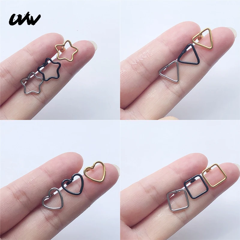 UVW070 2pc Fashion Heart Pentagram Triangle Round Stud Earrings Stainless Steel Piercing Earrings for Women Pendientes Brincos
UVW070 2pc Fashion Heart Pentagram Triangle Round Stud Earrings Stainless Steel Piercing Earrings for Women Pendientes Brincos