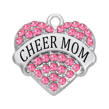 Rhodium Plated metal sportly charms for jewelry making cheermom message jewelry Crystal cheer mom charm
Rhodium Plated metal sportly charms for jewelry making cheermom message jewelry Crystal cheer mom charm