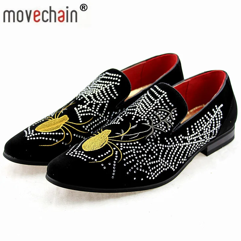 Men's Fashion Brand Suede Leather Loafers Mens Casual Rhinestone Spider Moccasins Oxfords Shoes Man Party Flats 
Men's Fashion Brand Suede Leather Loafers Mens Casual Rhinestone Spider Moccasins Oxfords Shoes Man Party Flats