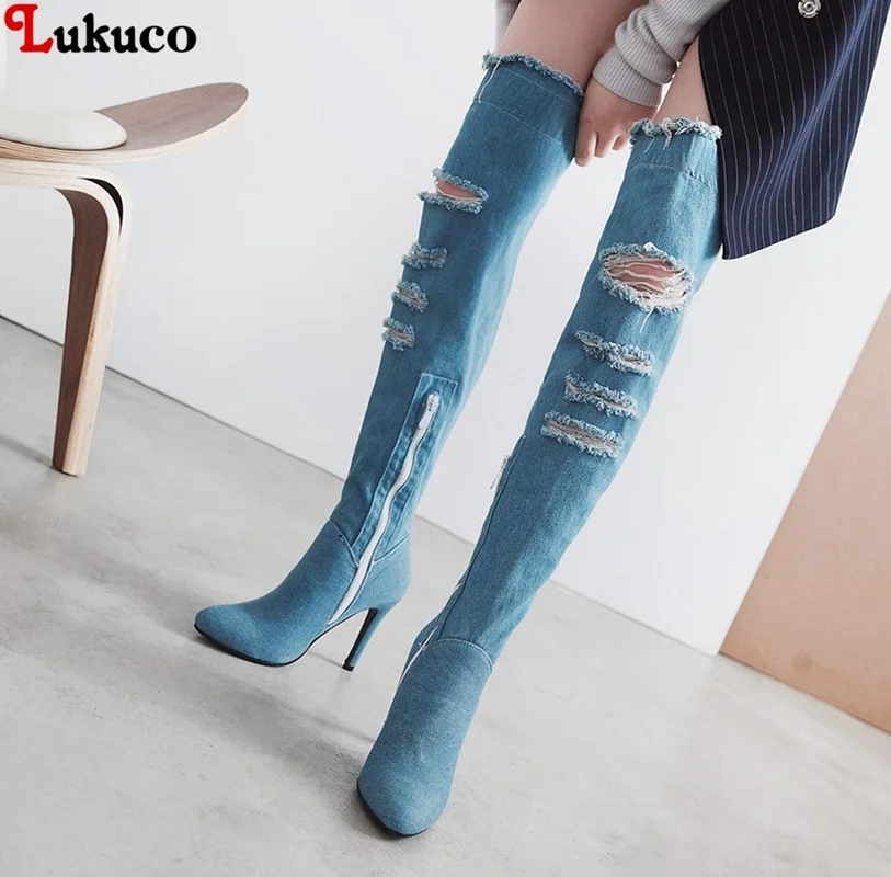 Warm Knee High Denim Boots Large Size 38 39 40 41 42 43 44 45 46 47 48 Pointed Toe High Quality Handmade Short Plush Pumps Women
Warm Knee High Denim Boots Large Size 38 39 40 41 42 43 44 45 46 47 48 Pointed Toe High Quality Handmade Short Plush Pumps Women