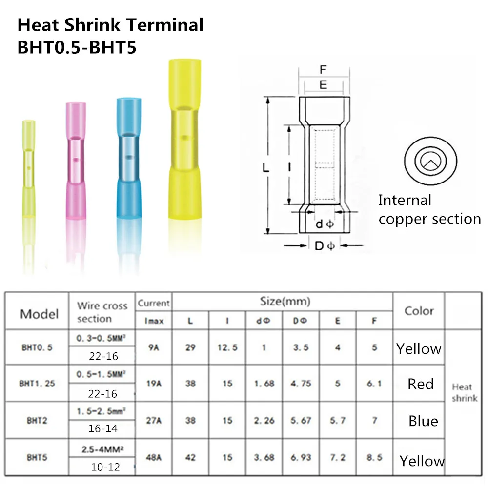 10/20/25/50PCS Heat Shrink Terminal Insulated Butt Electrical Splice Wire Connectors Cable Crimp Terminal Connector AWG 22-10
10/20/25/50PCS Heat Shrink Terminal Insulated Butt Electrical Splice Wire Connectors Cable Crimp Terminal Connector AWG 22-10