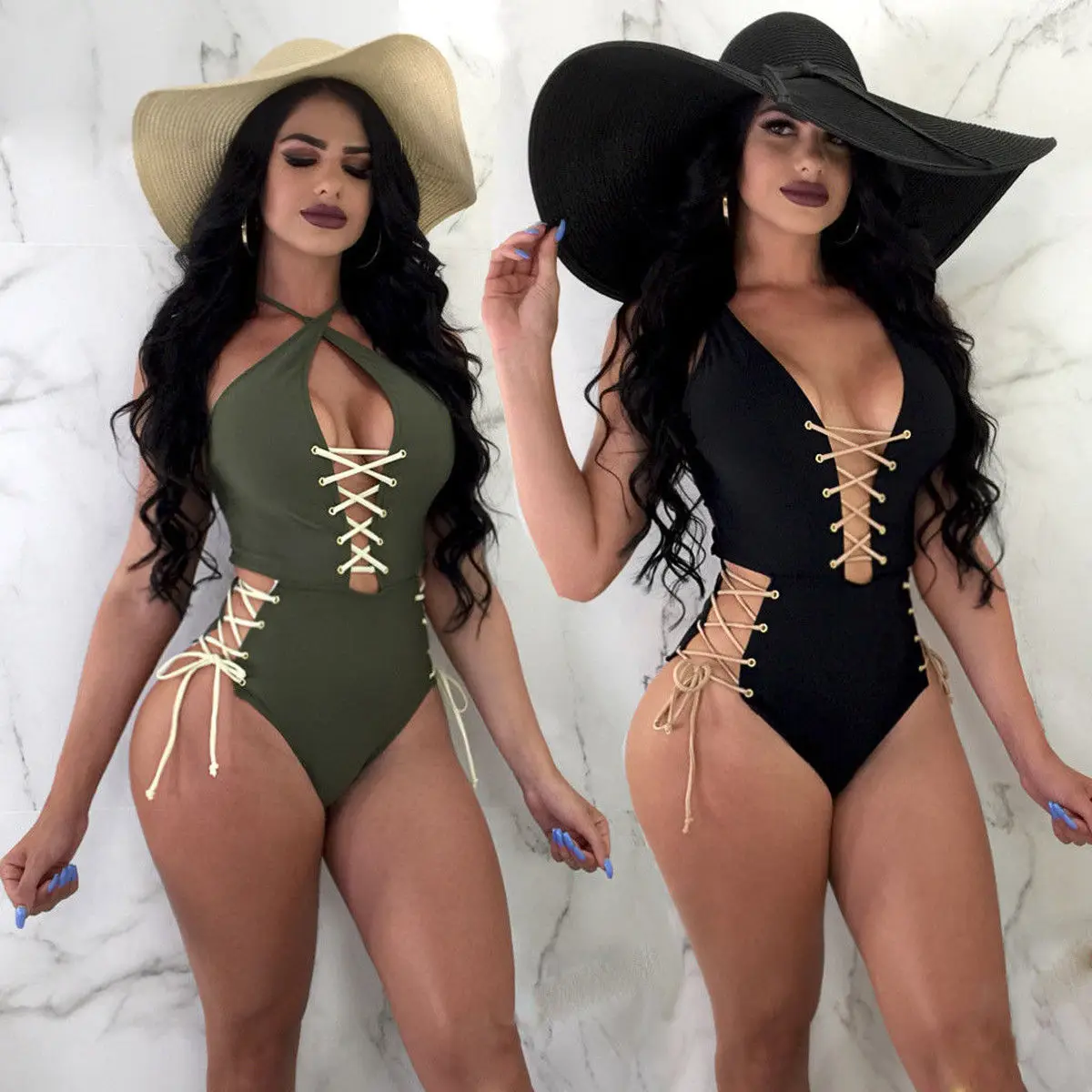 Women One Piece Lace Up Bandage Swimsuit Monokini Bathing Suit Black Green Sexy Bikini Brazilian Swimwear Beachwear
Women One Piece Lace Up Bandage Swimsuit Monokini Bathing Suit Black Green Sexy Bikini Brazilian Swimwear Beachwear