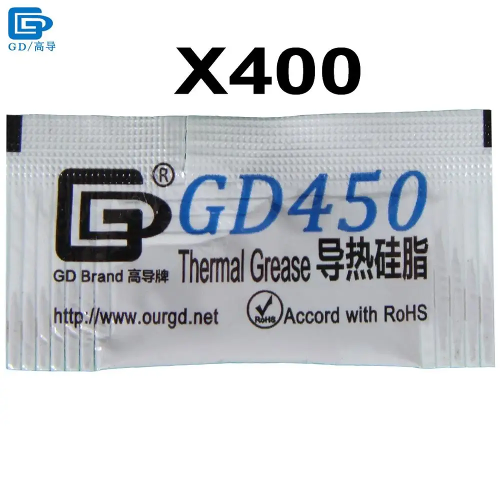 GD Brand Thermal Conductive Grease Paste Silicone Plaster GD450 Heat Sink Compound 400 Pieces Net Weight 0.5 Gram Golden MB05
GD Brand Thermal Conductive Grease Paste Silicone Plaster GD450 Heat Sink Compound 400 Pieces Net Weight 0.5 Gram Golden MB05