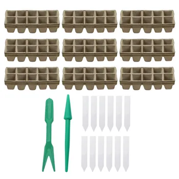 Behogar 10PCS 24x8.5x5cm 10-Grid Biodegradable Seed Starter Peat Pots 2PCS Seedlings Dibbers 50PCS Plant Label Tags for Garden
Behogar 10PCS 24x8.5x5cm 10-Grid Biodegradable Seed Starter Peat Pots 2PCS Seedlings Dibbers 50PCS Plant Label Tags for Garden