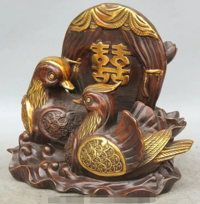 S1593 10" Chinese Bronze Gild Wealth Money spouse Mandarin Duck d Statue sculpture
S1593 10" Chinese Bronze Gild Wealth Money spouse Mandarin Duck d Statue sculpture