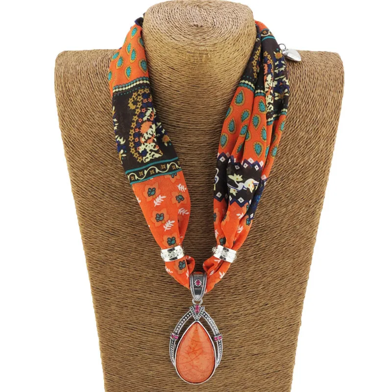 K's Gadgets Orange Resin Water Drop Stone Pendants Women Scarf Necklaces Printed Chiffon Bohemia choker necklace Ethnic Collar
K's Gadgets Orange Resin Water Drop Stone Pendants Women Scarf Necklaces Printed Chiffon Bohemia choker necklace Ethnic Collar