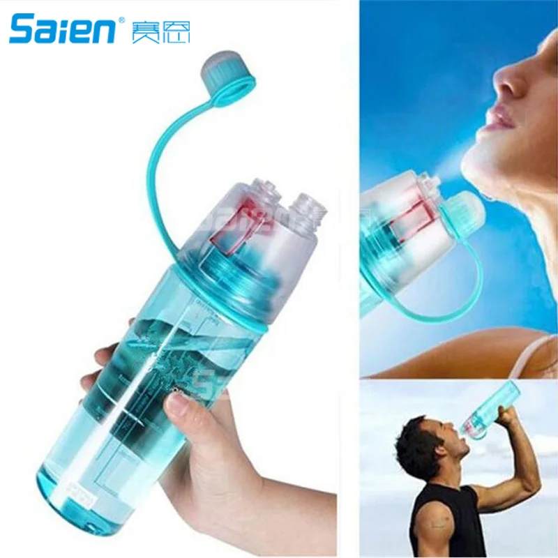 

Спортивные бутылки пластиковые Открытый Спорт спрей BPA-бесплатная бутылка для воды с соломинкой-600ml-синий)