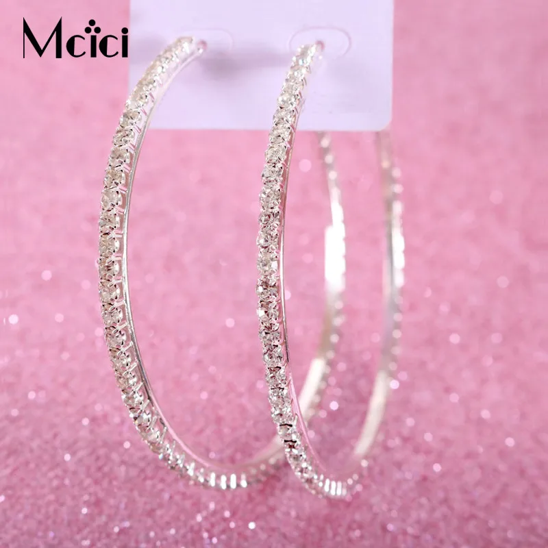 Geometric Round Rhinestone Crystal Hoop Earrings For Women Simple Big Circle Silver Color Hoop Earrings Punk Jewelry Oorbellen
Geometric Round Rhinestone Crystal Hoop Earrings For Women Simple Big Circle Silver Color Hoop Earrings Punk Jewelry Oorbellen