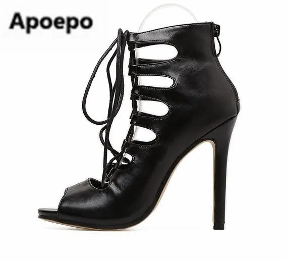 Sales brand black leather summer women ankle boots sexy peep toe high heels sandals women lace up sapatos mulher drop shipping
Sales brand black leather summer women ankle boots sexy peep toe high heels sandals women lace up sapatos mulher drop shipping