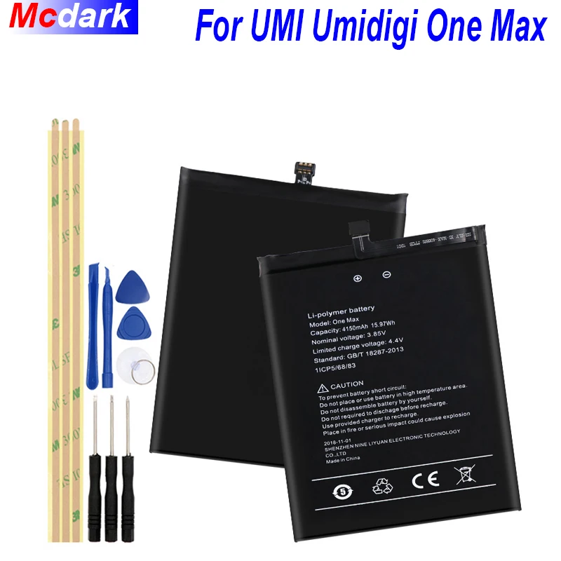 Mcdark 4150mAh Battery For UMI Umidigi One Max Mobile Phone Replacement Batterie Bateria Accumulator AKKU ACCU PIL with Tools
Mcdark 4150mAh Battery For UMI Umidigi One Max Mobile Phone Replacement Batterie Bateria Accumulator AKKU ACCU PIL with Tools
