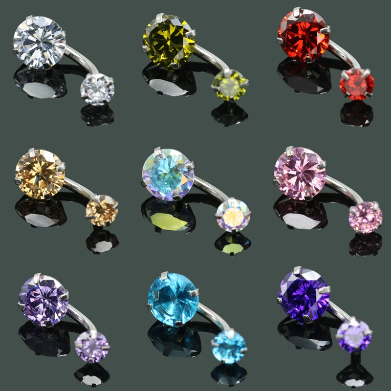 1Pc New Titanium Steel Plated Belly Button Rings with Double Crystal AAA Zircon Barbell Navel Piercing Ombligo Body Jewelry
1Pc New Titanium Steel Plated Belly Button Rings with Double Crystal AAA Zircon Barbell Navel Piercing Ombligo Body Jewelry
